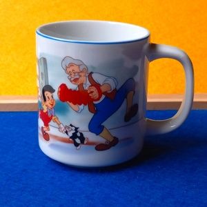 Disney Japan Vintage Pinocchio Mug Features Geopetto and Jiminy Cricket